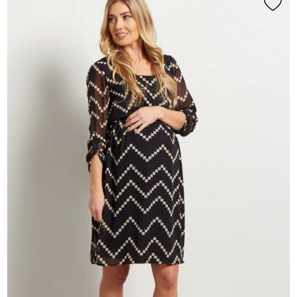 Pink Blush black patterned maternity dress